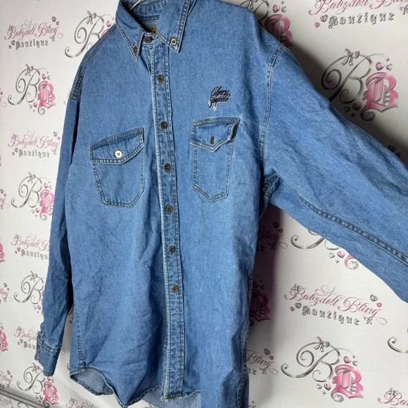 Calgary stampede long sleeve button up denim jean shirt greatest outdoor show - Picture 4 of 6